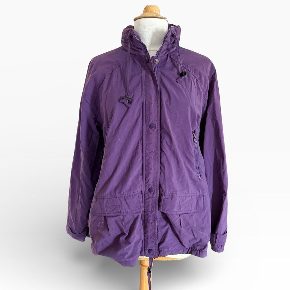 Vintage L.L. Bean Windbreaker Lightweight Purple Jacket Hooded Spring Large